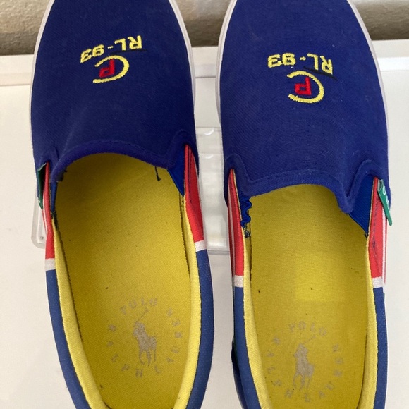 Polo Ralph Lauren Blue Slip-On Sneakers with Multicolor Design size 6 - Picture 4 of 6